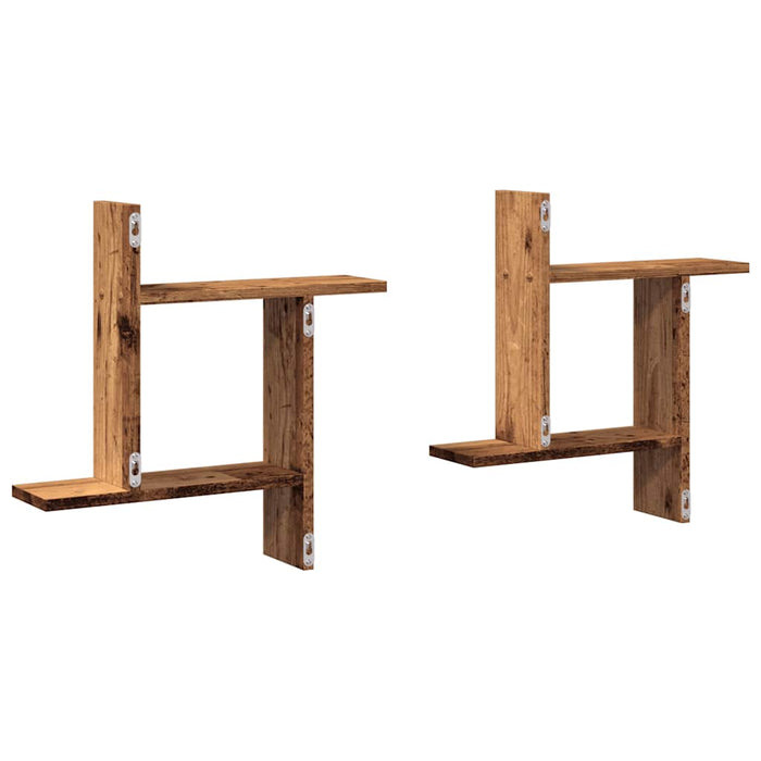 Rafturi perete, 2 buc., lemn vechi, 50x12x50 cm, lemn prelucrat - WALTI WALTI