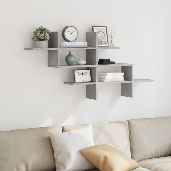 Raft de perete, gri beton, 124,5x18x60,5 cm, lemn prelucrat - WALTI WALTI