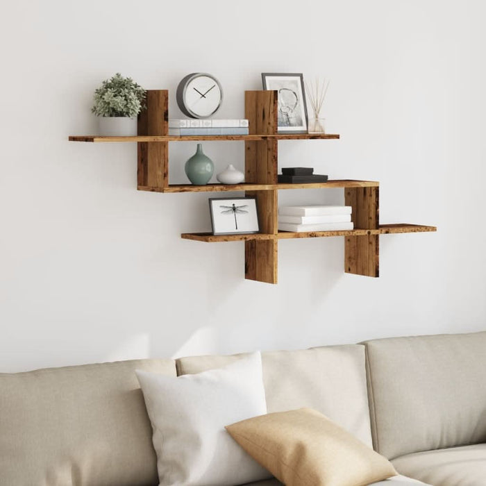 Raft de perete, lemn vechi, 124,5x18x60,5 cm, lemn prelucrat - WALTI WALTI