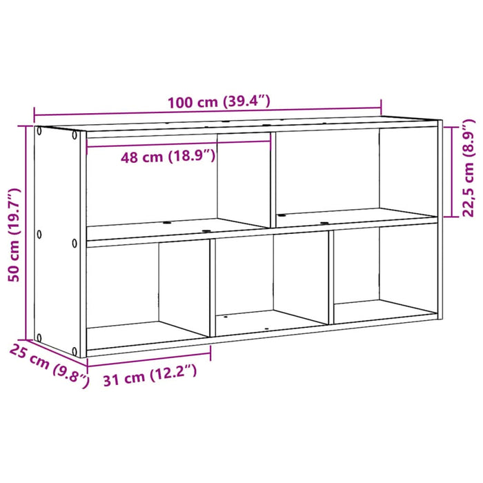 Raft de perete, gri beton, 100x25x50 cm, lemn prelucrat - WALTI WALTI