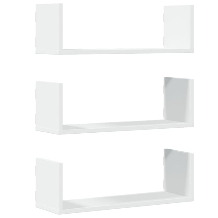 Rafturi de perete, 3 buc., alb, 58x18x18 cm, lemn prelucrat WALTI