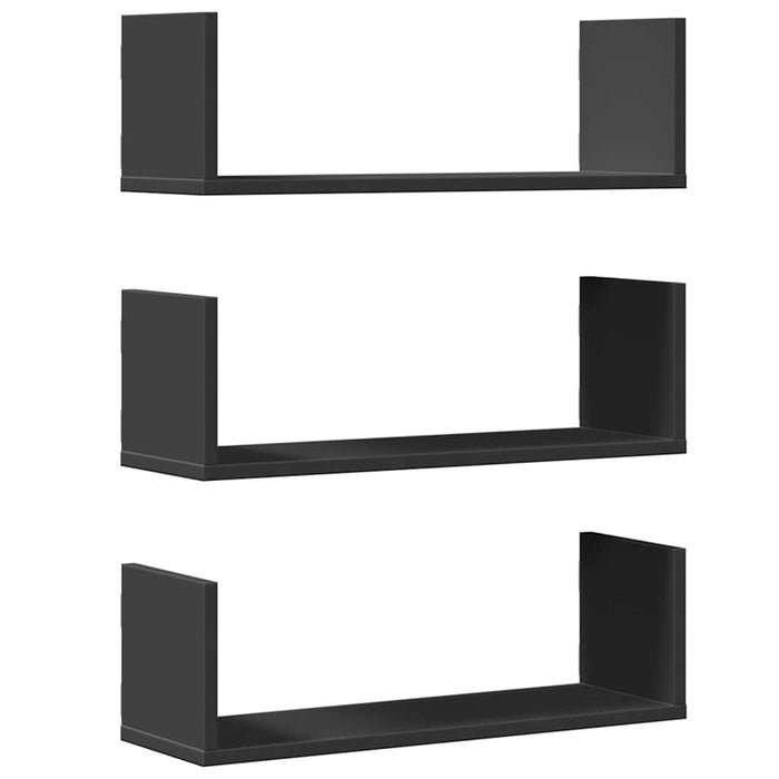 Rafturi de perete, 3 buc., negru, 58x18x18 cm, lemn prelucrat - WALTI WALTI