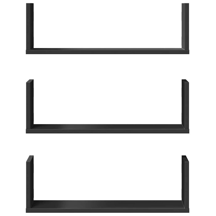 Rafturi de perete, 3 buc., negru, 58x18x18 cm, lemn prelucrat - WALTI WALTI