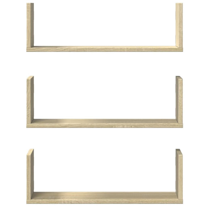 Rafturi perete 3 buc. stejar sonoma 58x18x18 cm lemn prelucrat - WALTI WALTI