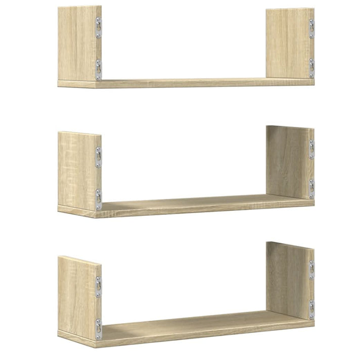 Rafturi perete 3 buc. stejar sonoma 58x18x18 cm lemn prelucrat - WALTI WALTI
