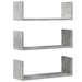 Rafturi perete, 3 buc., gri beton, 58x18x18 cm, lemn prelucrat - WALTI WALTI
