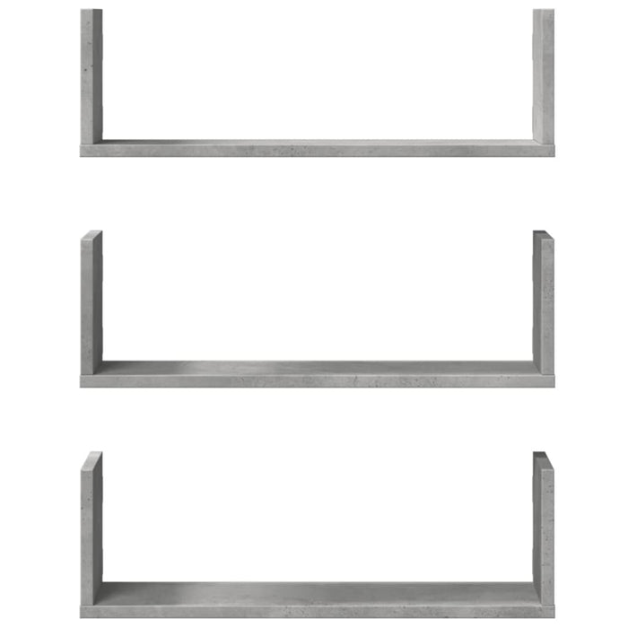 Rafturi perete, 3 buc., gri beton, 58x18x18 cm, lemn prelucrat - WALTI WALTI