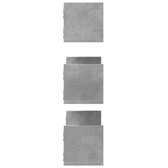Rafturi perete, 3 buc., gri beton, 58x18x18 cm, lemn prelucrat - WALTI WALTI