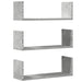 Rafturi perete, 3 buc., gri beton, 58x18x18 cm, lemn prelucrat - WALTI WALTI