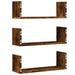Rafturi perete 3 buc. stejar fumuriu 58x18x18 cm lemn prelucrat - WALTI WALTI