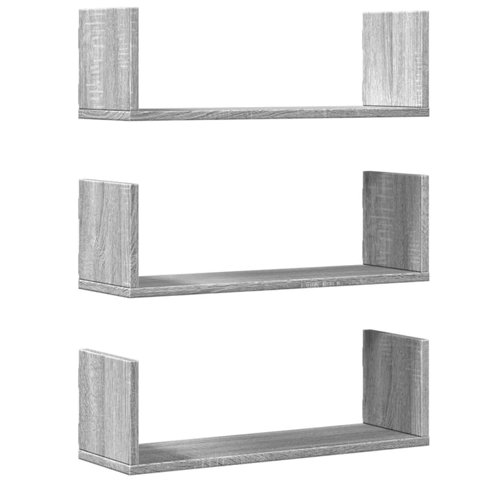 Rafturi de perete 3 buc. gri sonoma 58x18x18 cm lemn prelucrat - WALTI WALTI