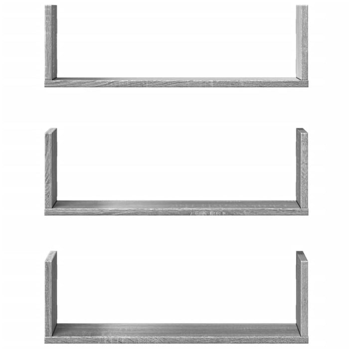 Rafturi de perete 3 buc. gri sonoma 58x18x18 cm lemn prelucrat - WALTI WALTI