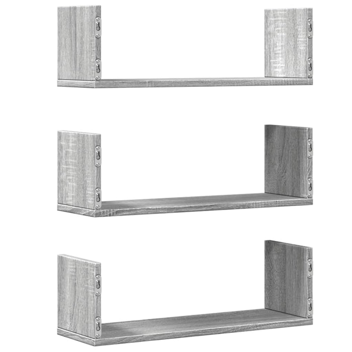 Rafturi de perete 3 buc. gri sonoma 58x18x18 cm lemn prelucrat - WALTI WALTI
