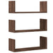 Rafturi de perete 3 buc. stejar maro 58x18x18 cm lemn prelucrat - WALTI WALTI