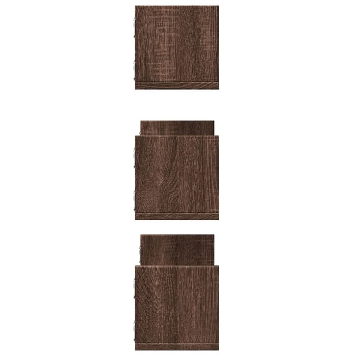 Rafturi de perete 3 buc. stejar maro 58x18x18 cm lemn prelucrat - WALTI WALTI