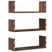 Rafturi de perete 3 buc. stejar maro 58x18x18 cm lemn prelucrat - WALTI WALTI