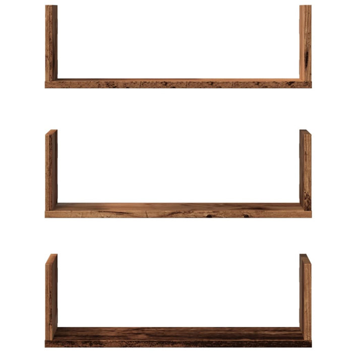 Rafturi perete, 3 buc., lemn vechi, 58x18x18 cm, lemn prelucrat - WALTI WALTI