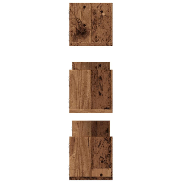 Rafturi perete, 3 buc., lemn vechi, 58x18x18 cm, lemn prelucrat - WALTI WALTI