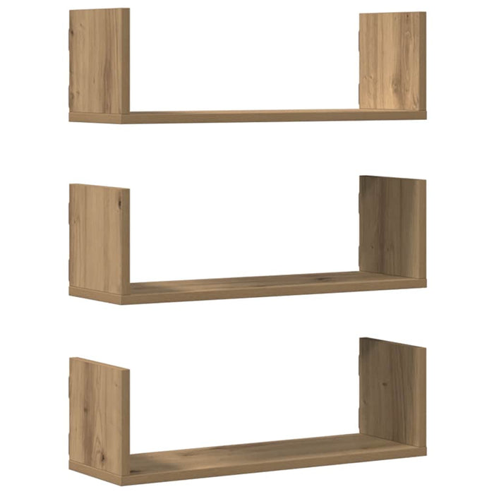 Rafturi perete 3buc. stejar artizanal 58x18x18cm lemn prelucrat - WALTI WALTI