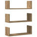 Rafturi perete 3buc. stejar artizanal 58x18x18cm lemn prelucrat - WALTI WALTI