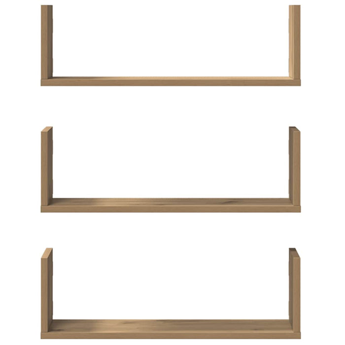 Rafturi perete 3buc. stejar artizanal 58x18x18cm lemn prelucrat - WALTI WALTI
