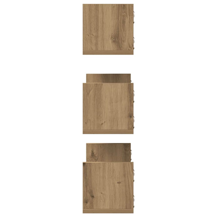 Rafturi perete 3buc. stejar artizanal 58x18x18cm lemn prelucrat - WALTI WALTI