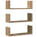 Rafturi perete 3buc. stejar artizanal 58x18x18cm lemn prelucrat - WALTI WALTI