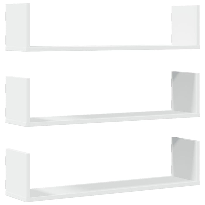 Rafturi de perete, 3 buc., alb, 80x18x18 cm, lemn prelucrat WALTI