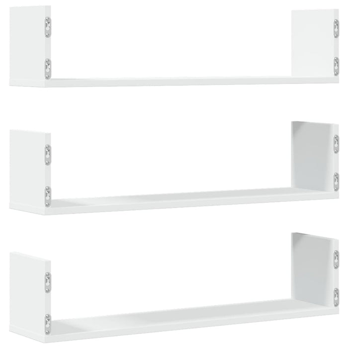 Rafturi de perete, 3 buc., alb, 80x18x18 cm, lemn prelucrat WALTI