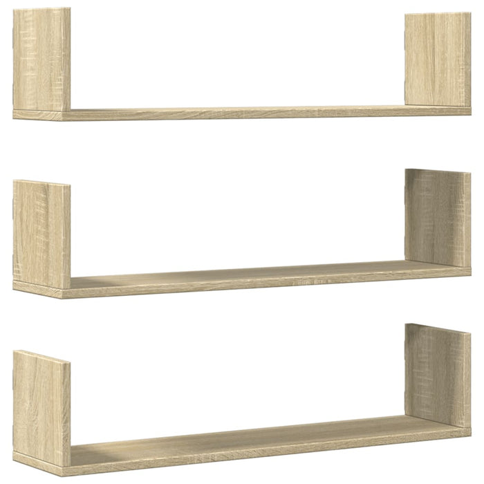 Rafturi perete 3 buc. stejar sonoma 80x18x18 cm lemn prelucrat - WALTI WALTI