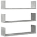 Rafturi perete, 3 buc., gri beton, 80x18x18 cm, lemn prelucrat - WALTI WALTI