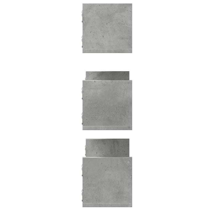 Rafturi perete, 3 buc., gri beton, 80x18x18 cm, lemn prelucrat - WALTI WALTI