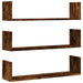Rafturi perete 3 buc. stejar fumuriu 80x18x18 cm lemn prelucrat - WALTI WALTI
