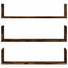 Rafturi perete 3 buc. stejar fumuriu 80x18x18 cm lemn prelucrat - WALTI WALTI