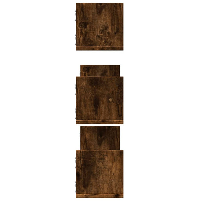 Rafturi perete 3 buc. stejar fumuriu 80x18x18 cm lemn prelucrat - WALTI WALTI