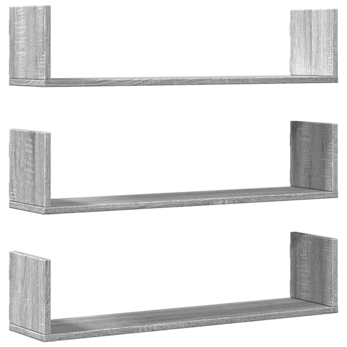 Rafturi de perete 3 buc. gri sonoma 80x18x18 cm lemn prelucrat - WALTI WALTI