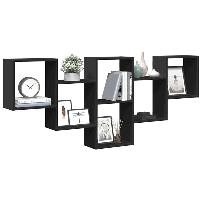 Raft de perete, negru, 159x18x66 cm, lemn prelucrat WALTI