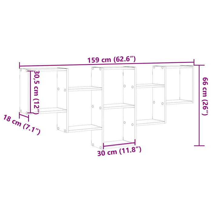 Raft de perete, negru, 159x18x66 cm, lemn prelucrat WALTI