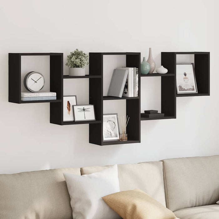 Raft de perete, negru, 159x18x66 cm, lemn prelucrat WALTI
