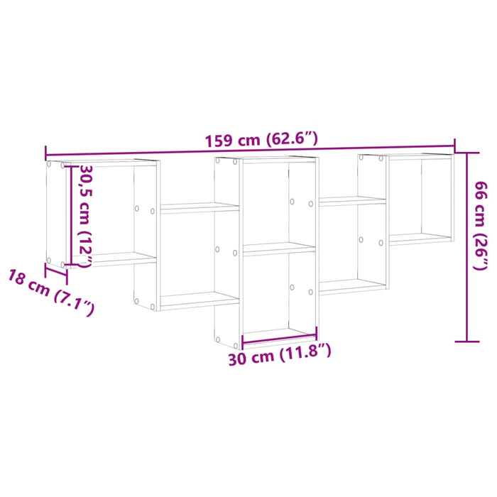 Raft de perete, gri sonoma, 159x18x66 cm, lemn prelucrat - WALTI WALTI