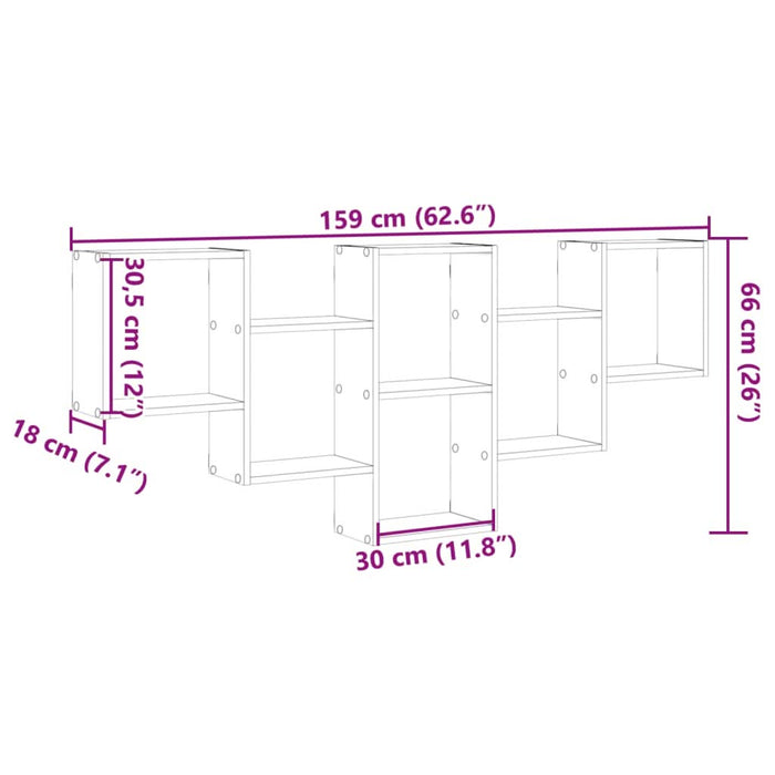 Raft de perete, lemn artizanal, 159x18x66 cm, lemn prelucrat - WALTI WALTI