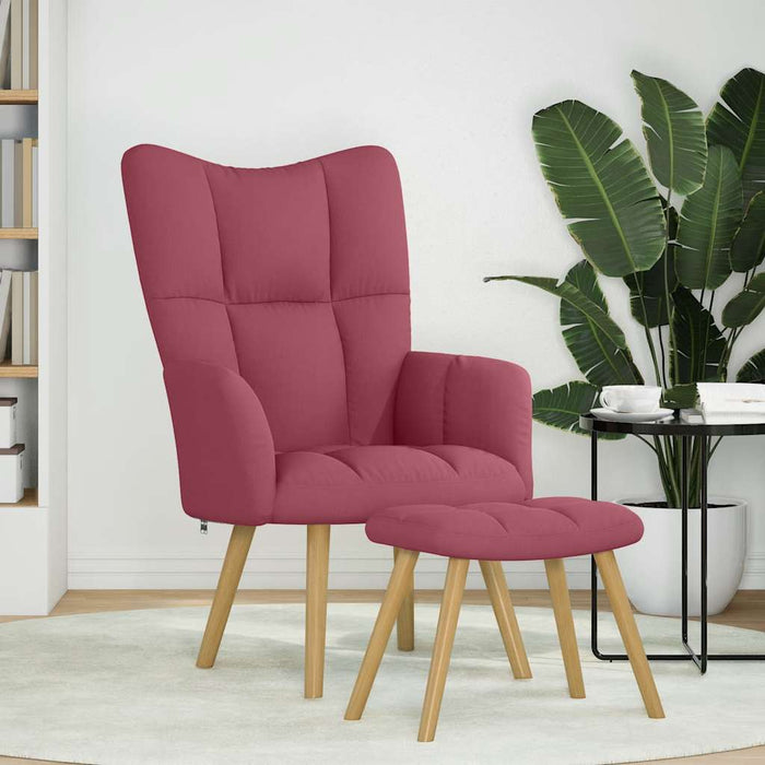 Scaun de relaxare cu taburet, roșu vin, textil - WALTI WALTI