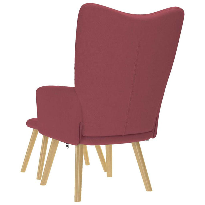 Scaun de relaxare cu taburet, roșu vin, textil - WALTI WALTI