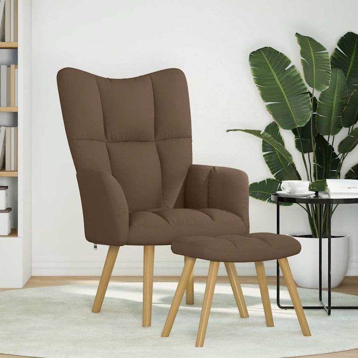 Scaun de relaxare cu taburet, maro, textil - WALTI WALTI