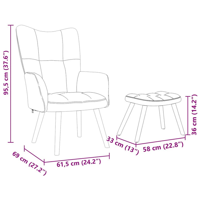 Scaun de relaxare cu taburet, gri taupe, textil - WALTI WALTI
