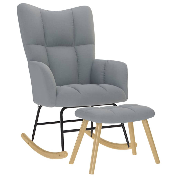 Scaun balansoar cu taburet, gri deschis, textil - WALTI WALTI