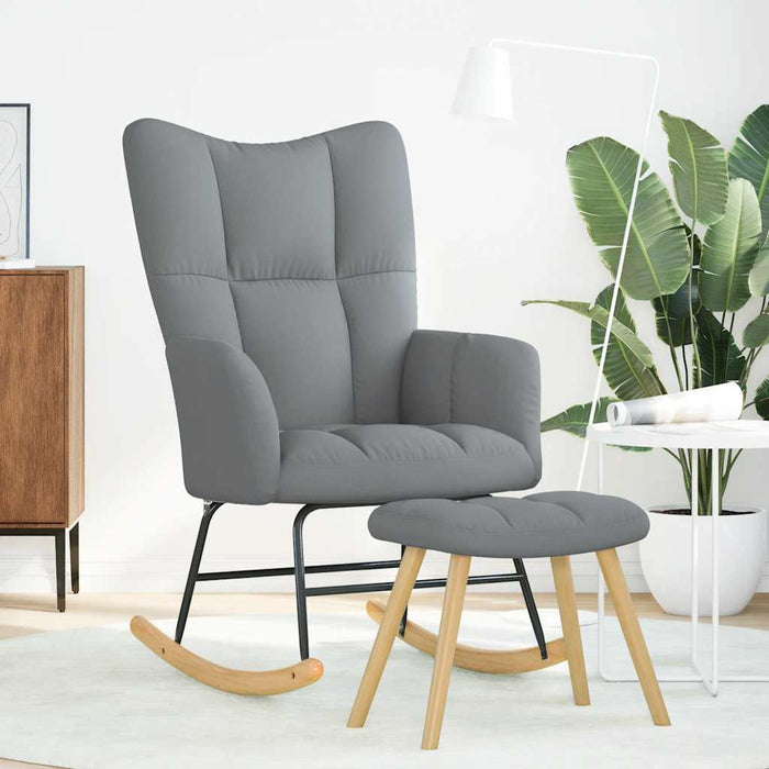 Scaun balansoar cu taburet, gri deschis, textil - WALTI WALTI