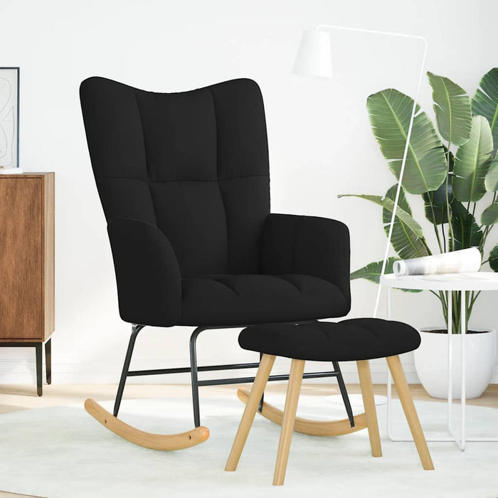 Scaun balansoar cu taburet, Negru, material textil - WALTI WALTI