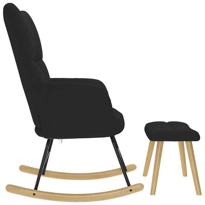 Scaun balansoar cu taburet, Negru, material textil - WALTI WALTI