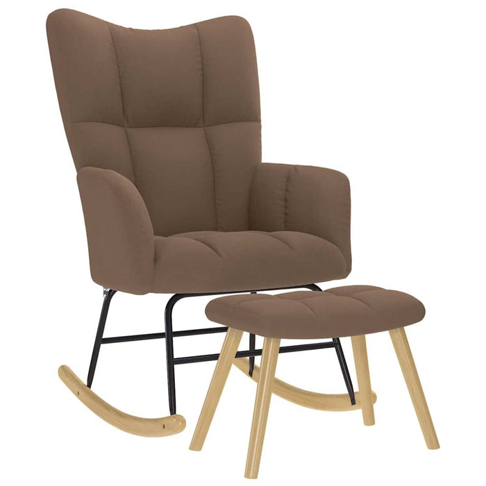 Scaun balansoar cu suport picioare, maro, material textil WALTI